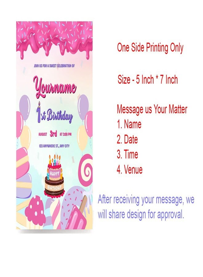 Yellow Nuts Birthday Invitation For Birthday Personalized Happy Birthday Candy Cake Theme Greeting Card For Kids Girls and Boys - Image 4